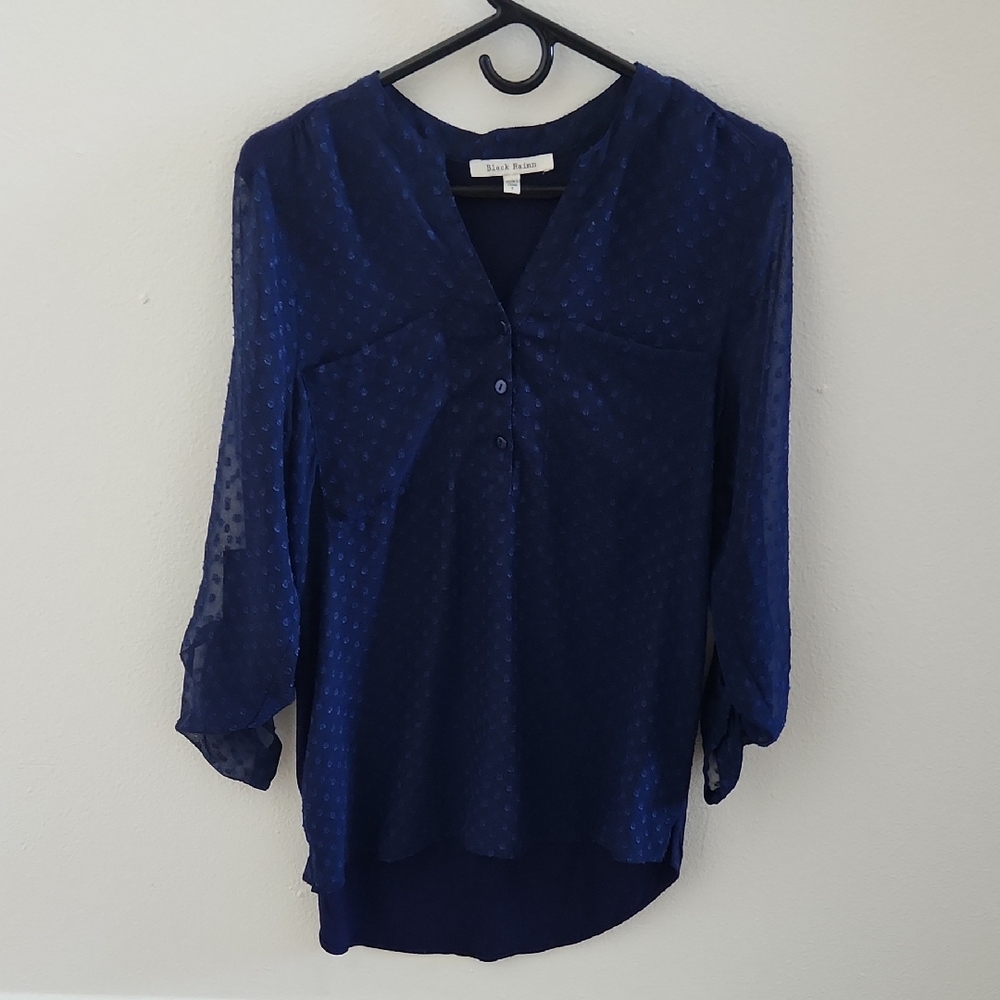 Black Rainn Deep Blue Sheer Blouse